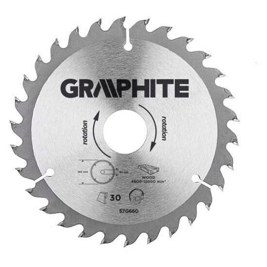 Lama circulara pentru fierastrau 160x30 mm, 30 dinti GRAPHITE 57H660