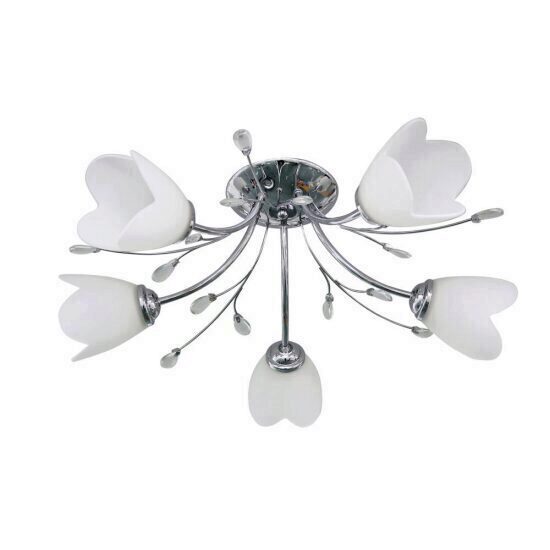 Lustra Lotus crom si alb 60W 5xE27 ERSTE EL0037965
