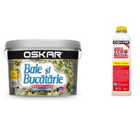 Vopsea lavabilă de interior OSKAR pentru baie și bucătărie, alb, 2,5 L + amorsa 1 L