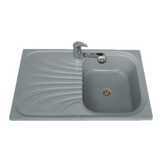Chiuveta Resing GRI 800 x 500 mm, adancime 160 mm, cuva pe dreapta, montare pe blat, sifon inclus