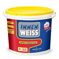 Vopsea lavabilă pentru exterior Innenweiss, alb, rezistentă la intemperii și radiații UV, 15 L
