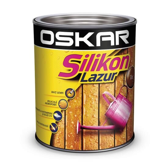 Lazura Oskar Silikon Lazur pentru lemn, interior exterior, teak 2.5L