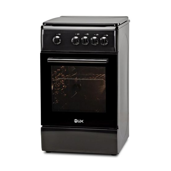 Aragaz LDK 5060 Black RMV NG, 4 arzatoare, Capac metalic, Siguranta, 50x60x85 cm, Negru
