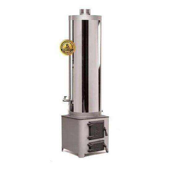 Ansamblu boiler din inox, 90 L, cu uși din fontă și termometru, 120 °C, FM