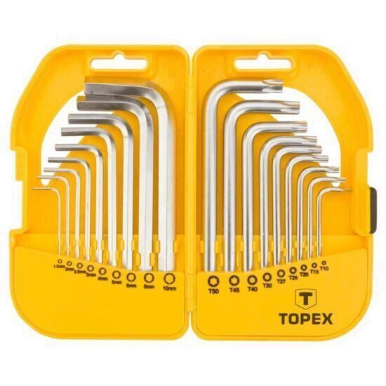 Set chei scurte hexagonale si torx 18 piese TOPEX 35D952