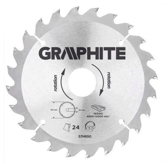 Lama circulara pentru fierastrau 165x30 mm, 24 dinti GRAPHITE 57H650
