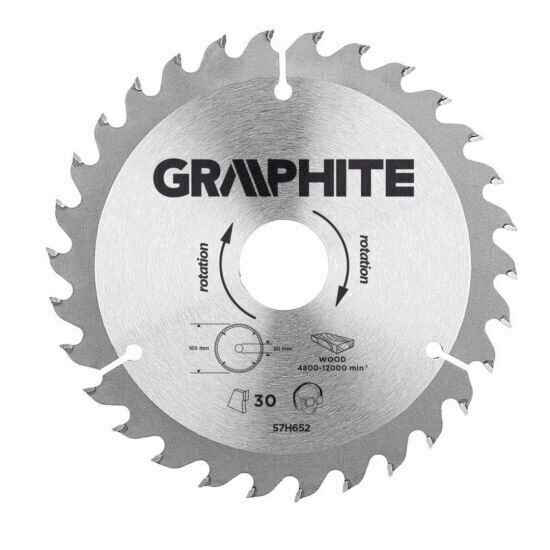Lama circulara pentru fierastrau 165x30 mm, 30 dinti GRAPHITE 57H652