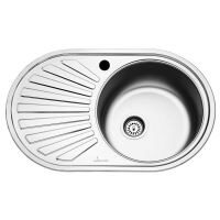 Chiuveta Sanobi 2020.BSM-OV.780X480mm, adancime 165mm, cuva pe dreapta, forma ovala, montare pe blat