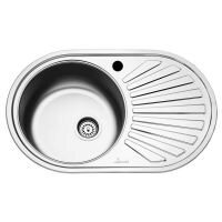 Chiuveta Sanobi 2020.BSM-OV.780X480mm, adancime 165mm, cuva pe stanga, forma ovala, montare pe blat