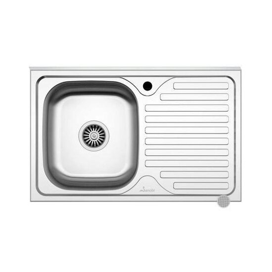 Chiuveta Sanobi 1101.MSL.800X500mm, adancime 160mm, cuva pe stanga, montare pe masca