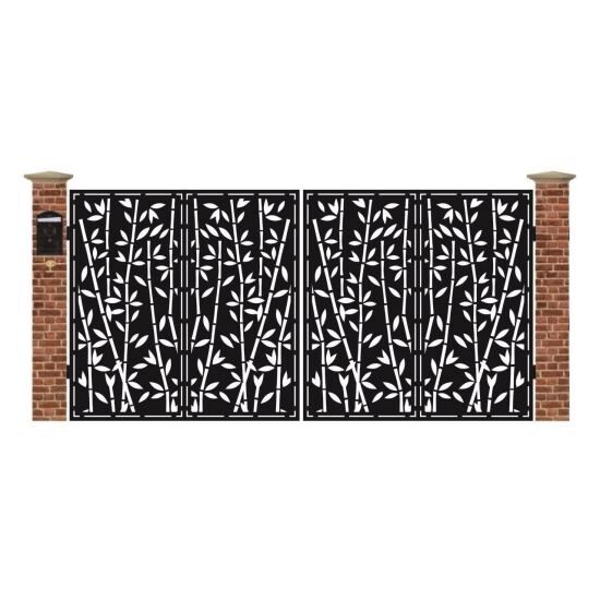 Poarta acces auto mare din tabla debitata cu plasma BAMBUS 3884x1940 mm
