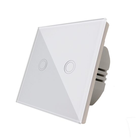 Întrerupător tactil dublu (touch), alb, cod SPN1415