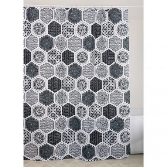 Perdea dus 180x200cm, model geometric, gri