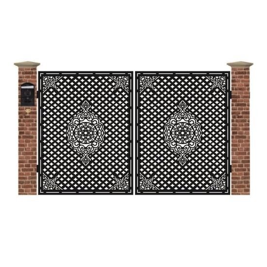 Poarta acces auto mica din tabla debitata cu plasma MUMBAY 3000x1940 mm