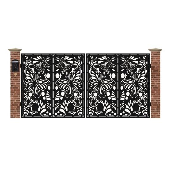 Poarta acces auto mare din tabla debitata cu plasma BUTTERFLY 3884x1940 mm