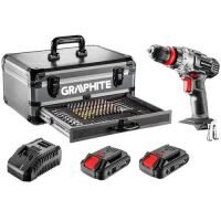 Masina de gaurit cu 2 acumulatori + cutie de aluminiu + 109 accesorii, GRAPHITE 58G022-PS15