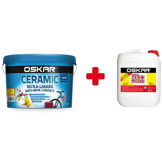 Vopsea lavabilă de interior OSKAR Ceramic, satin disp int alb 15 L+amorsa 4 L
