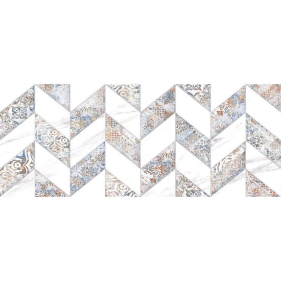 Piesa decorativa Elada Zig Zag, 20x50 cm, alba, tip mozaic, cod 4670