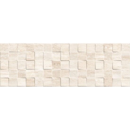 Piesa decorativa Dec Cubik Travertin, model mozaic, A071, 25x75 cm, culoare crem, finisaj lucios, 1,51 mp/cutie