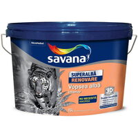 Vopsea superlavabilă de interior Savana Renovare, superalb, 15 L