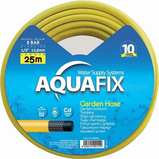 Furtun pentru gradina 12.5mm, 1/2'', 25m cod 8000985 AquaFix