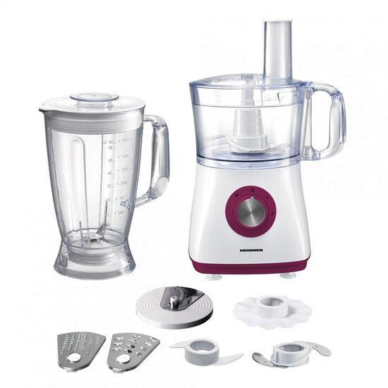 Robot de bucătărie Heinner HFP-750BG, 750 W, capacitate 1,2 L, 2 trepte de viteză, accesorii din inox, negru