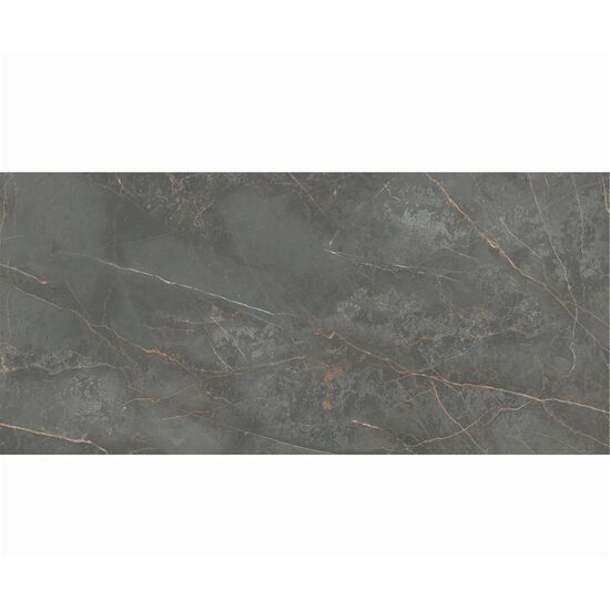 Lastra - placa mare gresie XXL - rectificata Manhattan Dark Natural, model marmura, 120x260 cm, culoare gri, finisaj mat