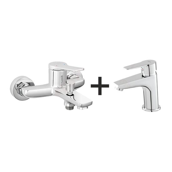 Pachet Baterie perete cada/dus Stratos, crom fara accesorii BSC1 + Baterie stativa lavoar Ritto BTR2