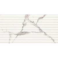 Faianta rectificata Maxi White Deco, model marmura, 30x60 cm, Alb-Bej, finisaj lucios