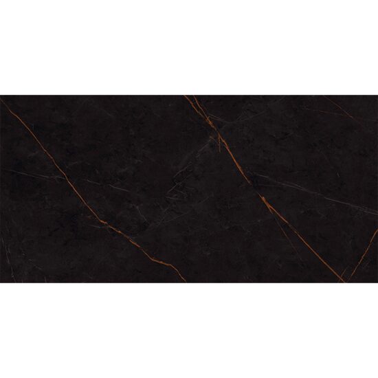 Gresie rectificata portelanata Charlotte, model marmura, 60x120 cm, finisaj lucios, Negru