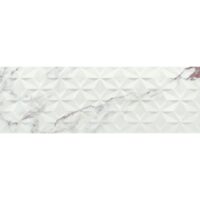 Faianta rectificata Oasis Damson Deco, model marmura, 30x90 cm, Alb-Bej, finisaj lucios