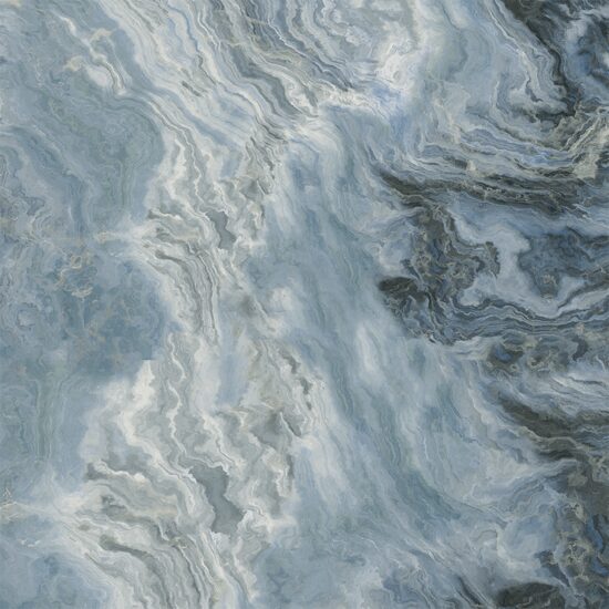 Gresie rectificata Sante Aqua, model marmura, 45x45 cm, finisaj lucios, Albastru marin