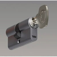 Cilindru de siguranță Yale 500, 45 × 45 mm, nichel satinat, 5 pini, pentru uși PVC si lemn