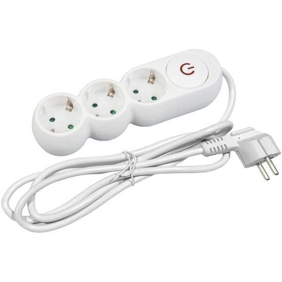 Prelungitor 3 prize cu întrerupător 3 m alb IP20 Entac 3680 W