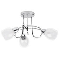 Lustră Rabalux Dave 6081, 3 × E14, maximum 40 W/bec, diametru 41 cm, metal cromat și sticlă albă, IP20