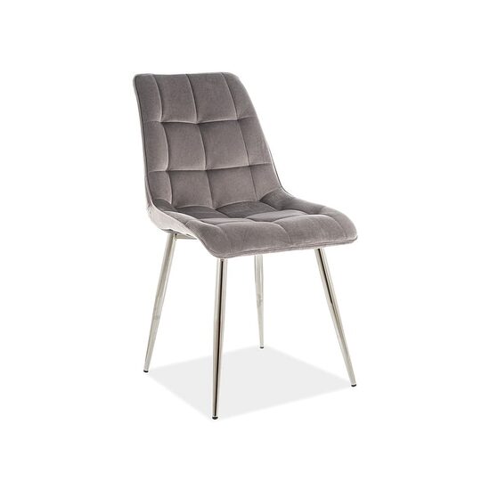 Scaun dining / bucatarie Chic Catifea Bluvel Gri 14/cadru crom