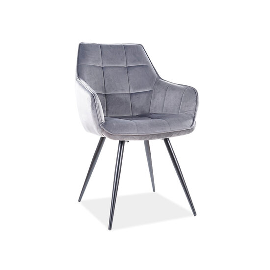 Scaun dining / living Lily Catifea Bluvel Gri 14/cadru negru