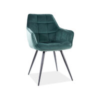 Scaun dining / living Lily Catifea Bluvel Verde 78/cadru negru