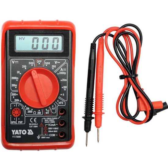 Multimetru digital YATO YT-73080, 0-500 V, test curent, rezistentă, dioda, 0,3 kg