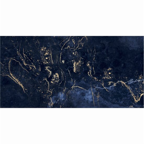 Gresie rectificata Fortuna Full LAP 1, model marmura, 60x120 cm, Albastru, finisaj lucios