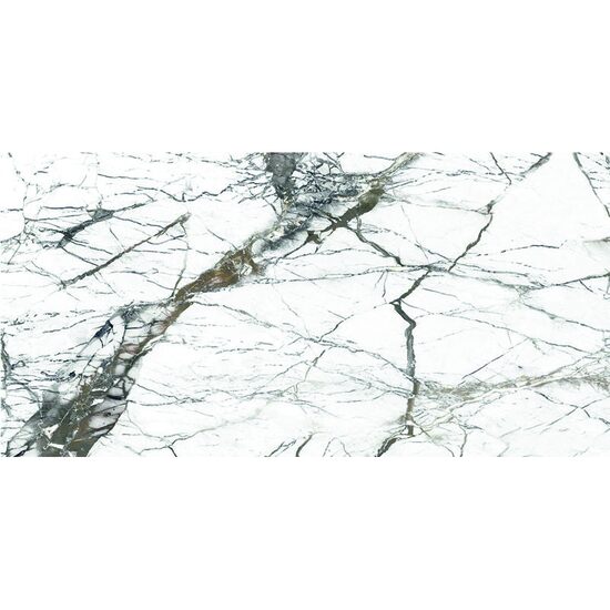 Gresie rectificata SG Pole Full Lap 1., model marmura, 60x120 cm, Alb