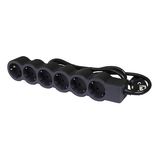 Prelungitor cu prize multiple Legrand, moes 6 prize, 3680 W, 3 m, negru, interior, plastic