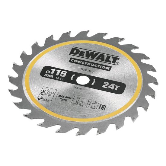 Lamă fierăstrău circular 115 mm 24 dinți metal carbid pentru lemn si gips DT20420