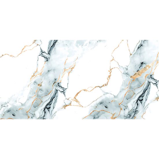 Gresie rectificata Opulence Royal White-Carving 60x120cm, model marmura, finisaj lucios, alb