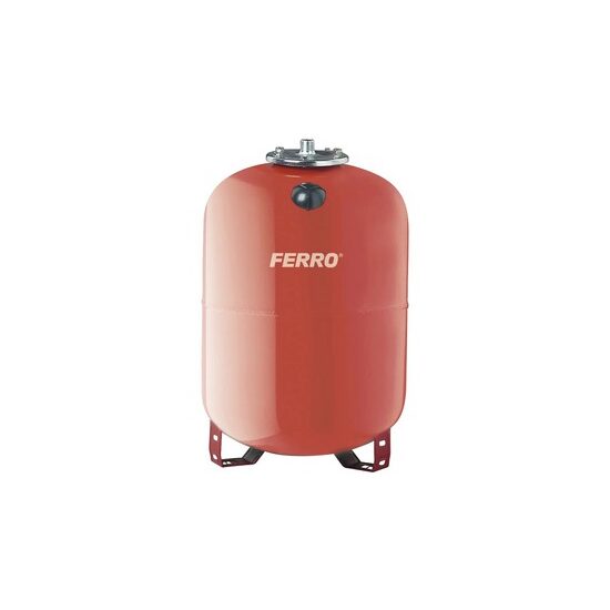 Vas de expansiune pentru instalații de încălzire Ferro CO80S, 80 L, membrană EPDM înlocuibilă, presiune maximă 8 bar, racord 1″, montaj pe pardoseală, roșu