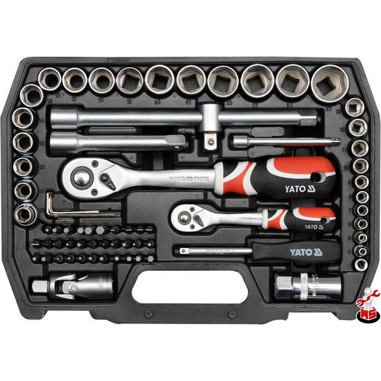 Trusa tubulare si biti 1/2" 1/4" 72 buc YATO YT-38782