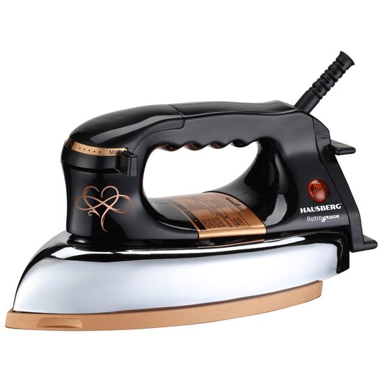 Fier de calcat retro Hausberg HB-7817NG, 1000-1200 W, talpa aluminiu ceramic, negru