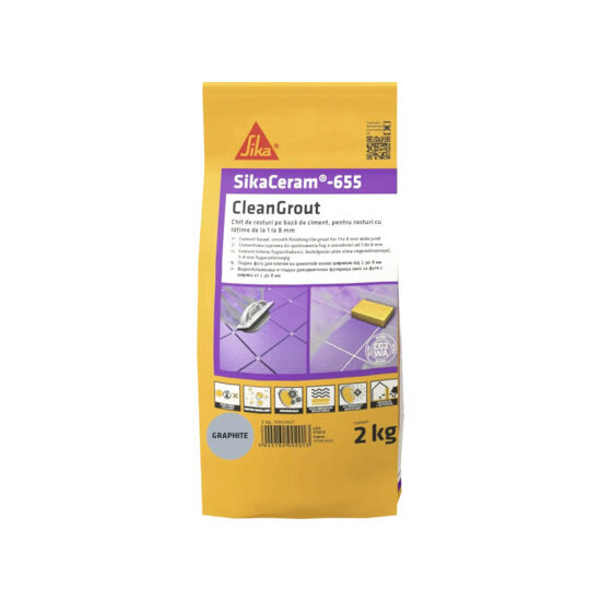 Chit de rosturi Sika ceram clean grout 655 Graphite 2 kg pentru plăci ceramice