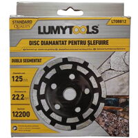Disc diamantat pentru tăiere și prelucrare, dublu segmentat 125 mm LT08812 Lumytools pentru șlefuire
