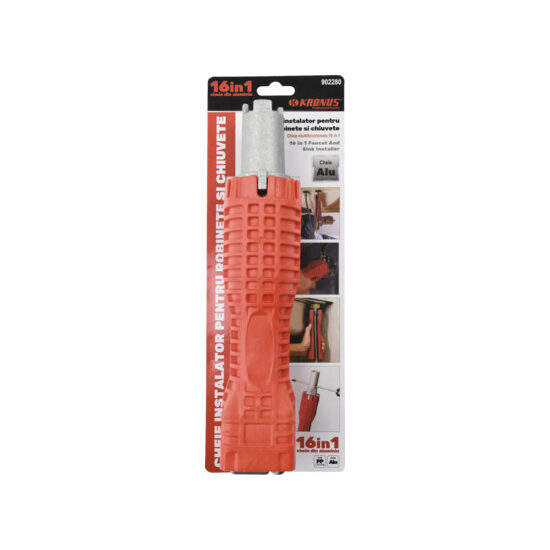Cheie multifuncțională 16in1 pentru instalații sanitare, aluminiu, 300 mm, roșu